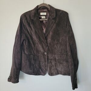 Covington Vintage brown leather blazer Size 12‎